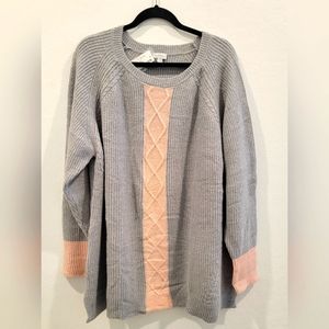 NWT Women's Plus Size Avenue Sweater Pink Silver 22/24